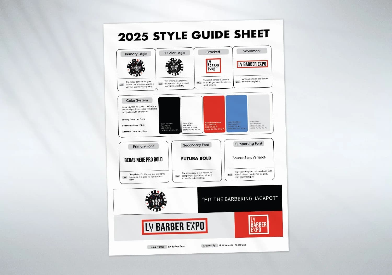 Image of the Logo Spec Sheet for the Las Vegas Barber Expo