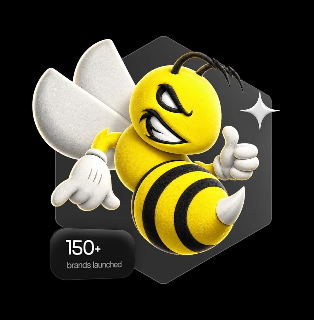 The FocalFuse bee mascot inside a translucent hexagon